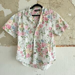 Romantic Floral Button Down Shirt Cottagecore Coquette Style Multicolor Roses